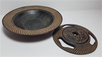 Cast Iron Lidded Ashtray  - Asian Design