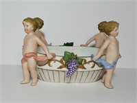 Painted Ceramic Candy Dish - Cherubs & Grapes