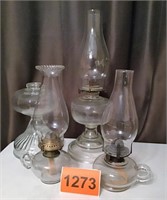 4 Clear Glass Kerosene Lamps