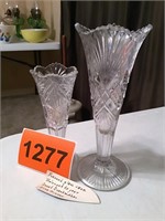 2 Pressed Glass Vases