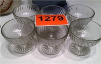 6 Clear Glass Sherbet Cups