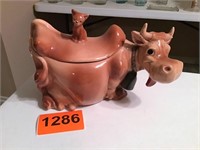 Cow & Kitten Ceramic Cookie Jar