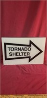 Tornado Shelter Sign Black and white 18" by 12".