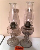 2 Clear Glass Kerosene Lamps