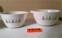 2 White Fire King Bowls