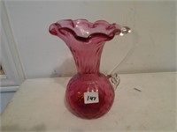 6" Cranberry colored Vase