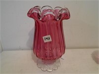 8" Cranberry colored Vase