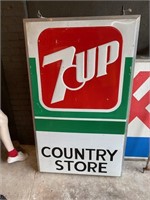 Original Double Sided Stout 7up Country Store Sign
