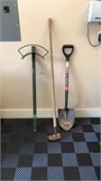 Garden tools 
Shovel, hoe, water horse hanger