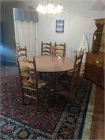 Tell City Style Table & Rush Bottom 6 Chairs
