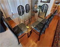 Glass top dining table w/ 6 chairs
