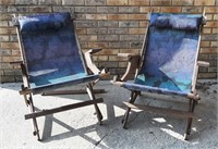 Lot with (2) cloth lounge chairs.  One needs