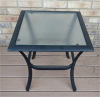 Patio End Table, Glass Top