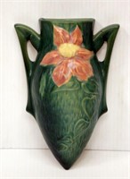 Roseville Art Pottery Green Clematis Wall Pocket