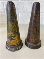 2 x early Shell tin oil bottle tops