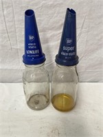 2 x BP visco tops & genuine litre oil bottles