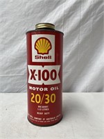 Shell X-100 20/30 quart oil tin