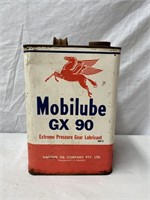 Mobilube GX 90 1 gallon oil tin