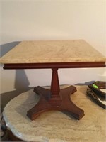 Antique table with marble top 15 inches high 18