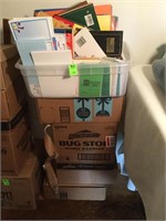 Four boxes office supplies and carts