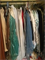 Contents of hanging rack of closet women’s size