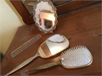 Antique mirrors comb and brush set