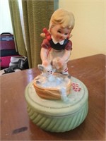 Little girl and cat figurine music box does not