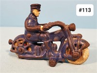 Motorcycle & Rider Cast Iron Toy