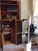 Bookcase, Stereo System, & Exercise Bike