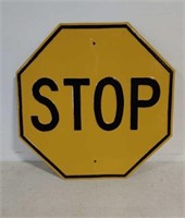 SS yellow STOP embossed metal sign