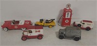 6 diecast banks-Texco, Bud, Eastwood, & other