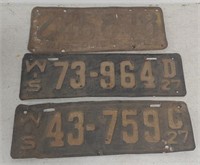 3 Wisconsin license plates