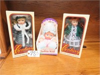 2 Century porcelain dolls & 1 Softie Kid doll