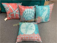 4 seaside themed pillow covers - new