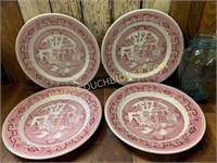 4 Sterling china red willow plates