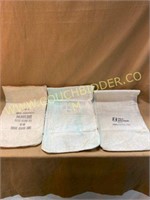 3 assorted canvas coinage bank bags