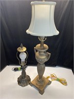Two lamps, one with small shade