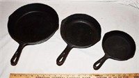 LOT - # 3, # 5 & # 7 CAST IRON FRY PANS