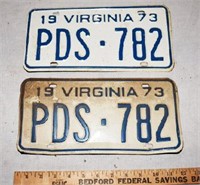 SET 1973 VIRGINIA LICENSE PLATES