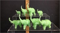 Jade Green Glass Elephants