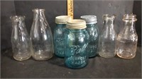 Vintage Mason Jars and Milk Bottles