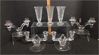 Glass Candlestics and Vases