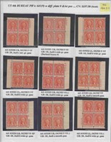 US Stamps #641 Mint NH x9 Plate Block Study
