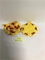 2 crocheted pot holders