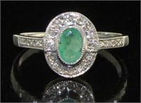 Genuine Oval Emerald & Diamond Designer Ring