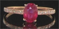 Genuine Oval Ruby & Diamond Designer Ring