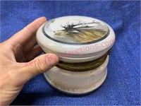 Antique reverse painted dresser jar