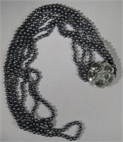 36" 3-Tier Black Pearl Necklace