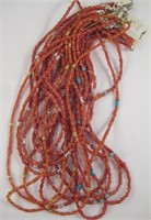 5 - 3 Strand Red Coral Necklaces