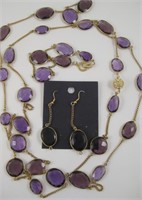 Amethyst 54" Necklace, Bracelet & Earring Set